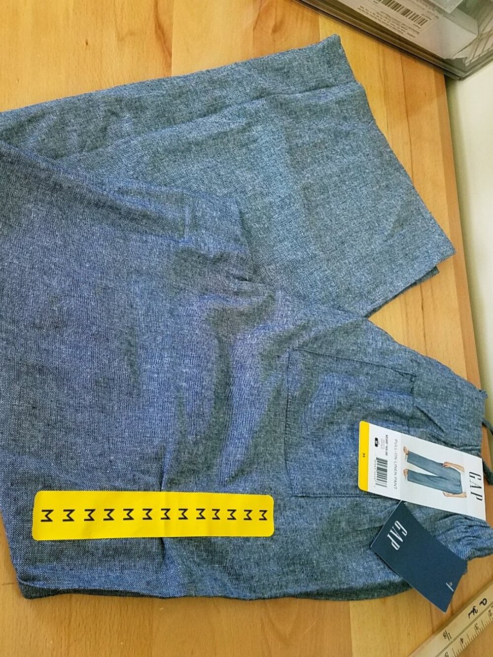 Gap Light Blue Linen Blend Pull-On Pants Medium NWT Seam Detail - Picture 16 of 16